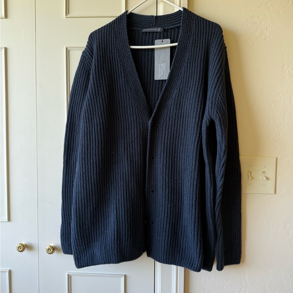 NWT Irelands Eye Men's Navy Blue Cardigan Sweater